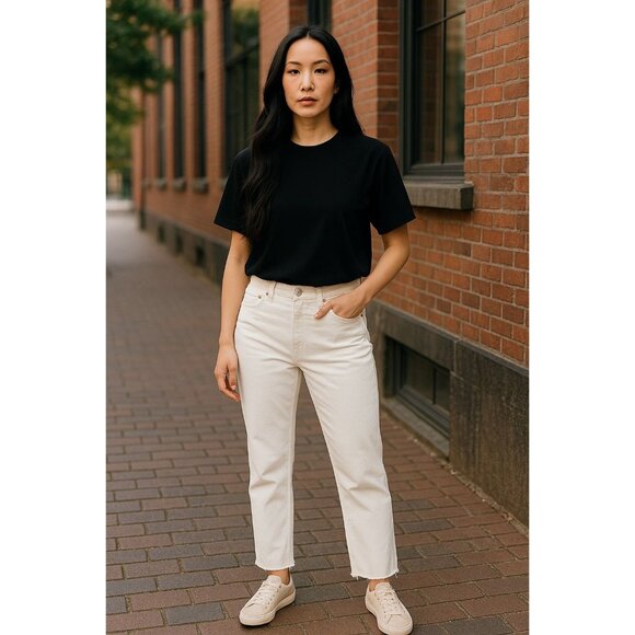 CITIZENS of HUMANITY Isola Cropped Boot Women White Jeans 33 - Picture 1 of 7